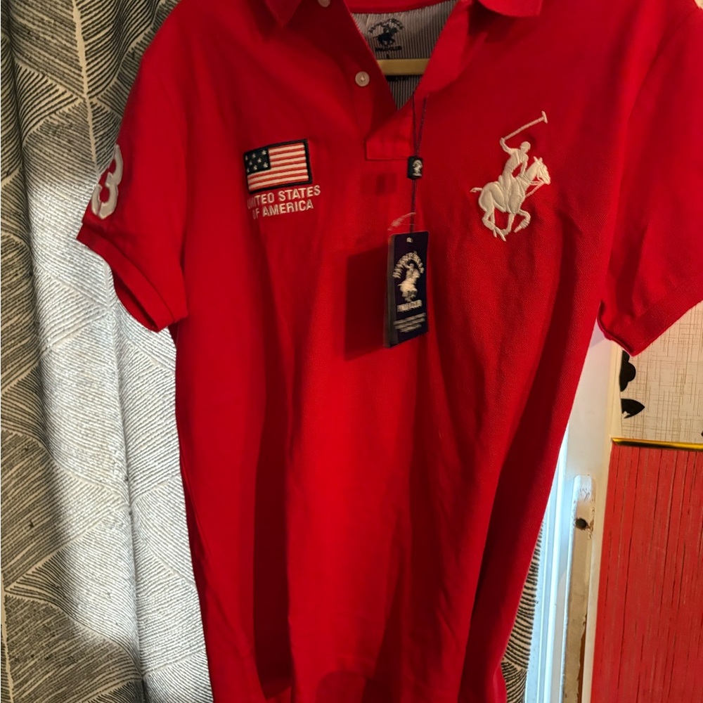 Polo by Ralph Lauren Red Polo Shirt with White Embroidery
